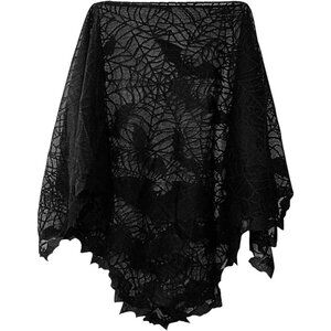 Women Black Poncho Skeleton Halloween Polyester Costumes Accessories
